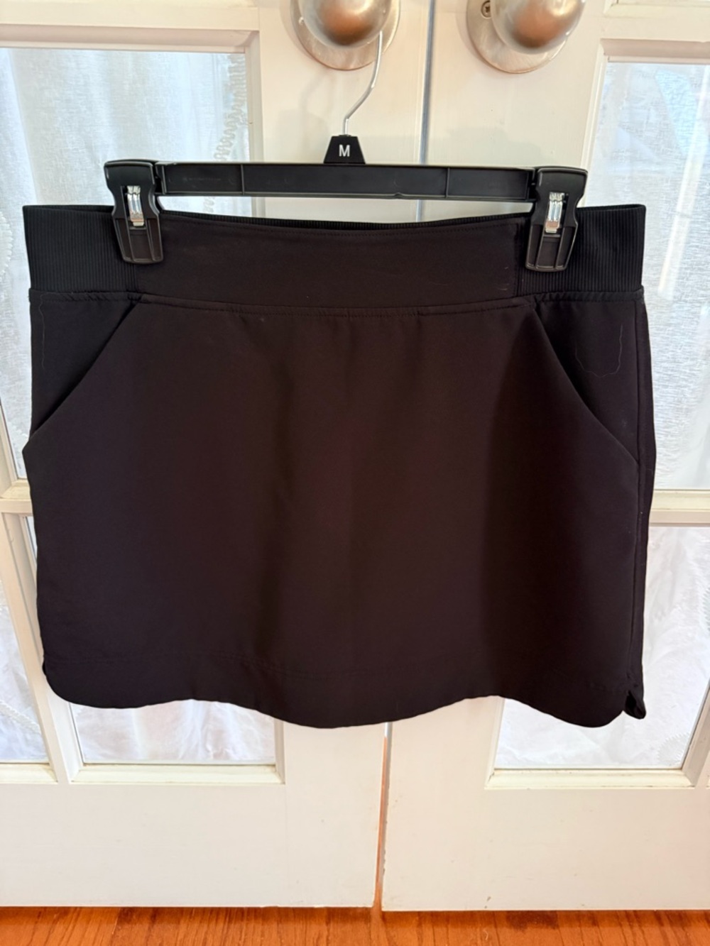 Black Women's Mini Skirt with Stretch Waist and Pockets